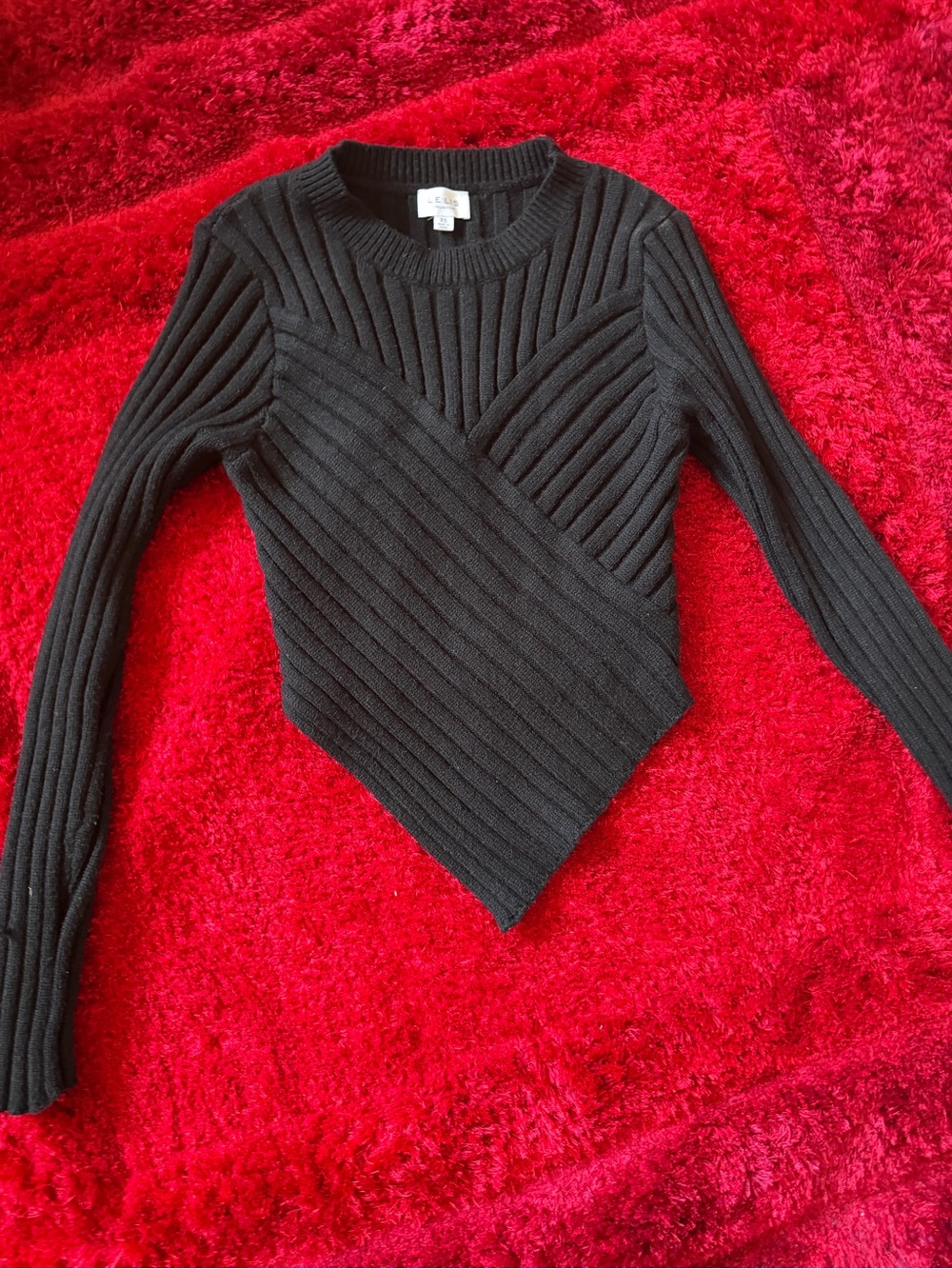 Black Ribbed Basque Bodice Sweater - Le Lis